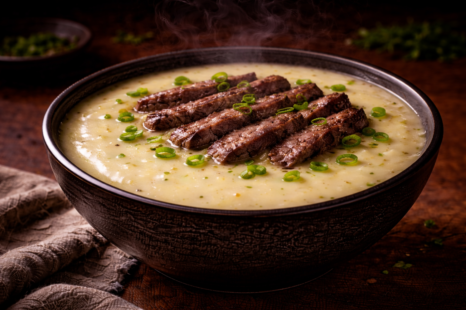 Sopa Eslava com tiras de Alcatra